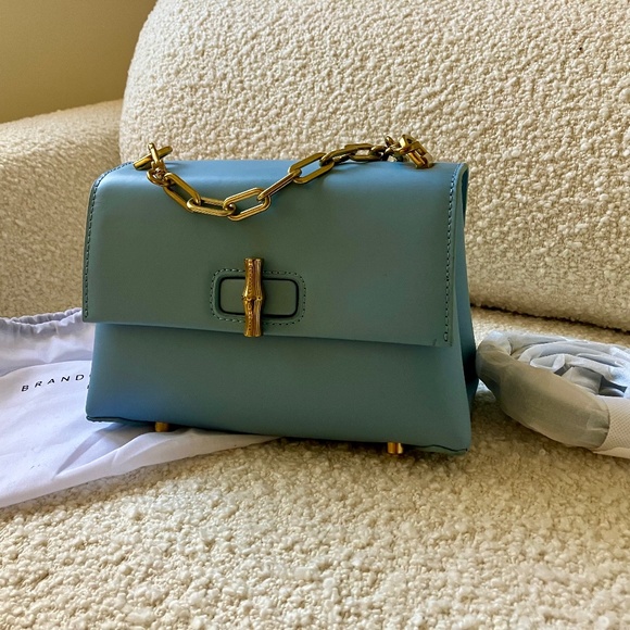 Brandon Blackwood Handbags - Brandon Blackwood Leather Bowen Bag, baby blue and gold